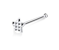 Checked Star Silver Bone Nose Stud NSKD-03b